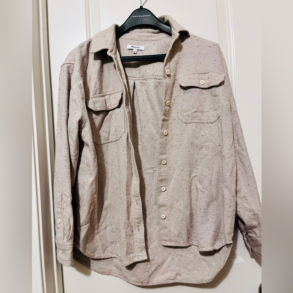 Madewell Cream Donegal Flannel Shacket button up shirt - Picture 9 of 13